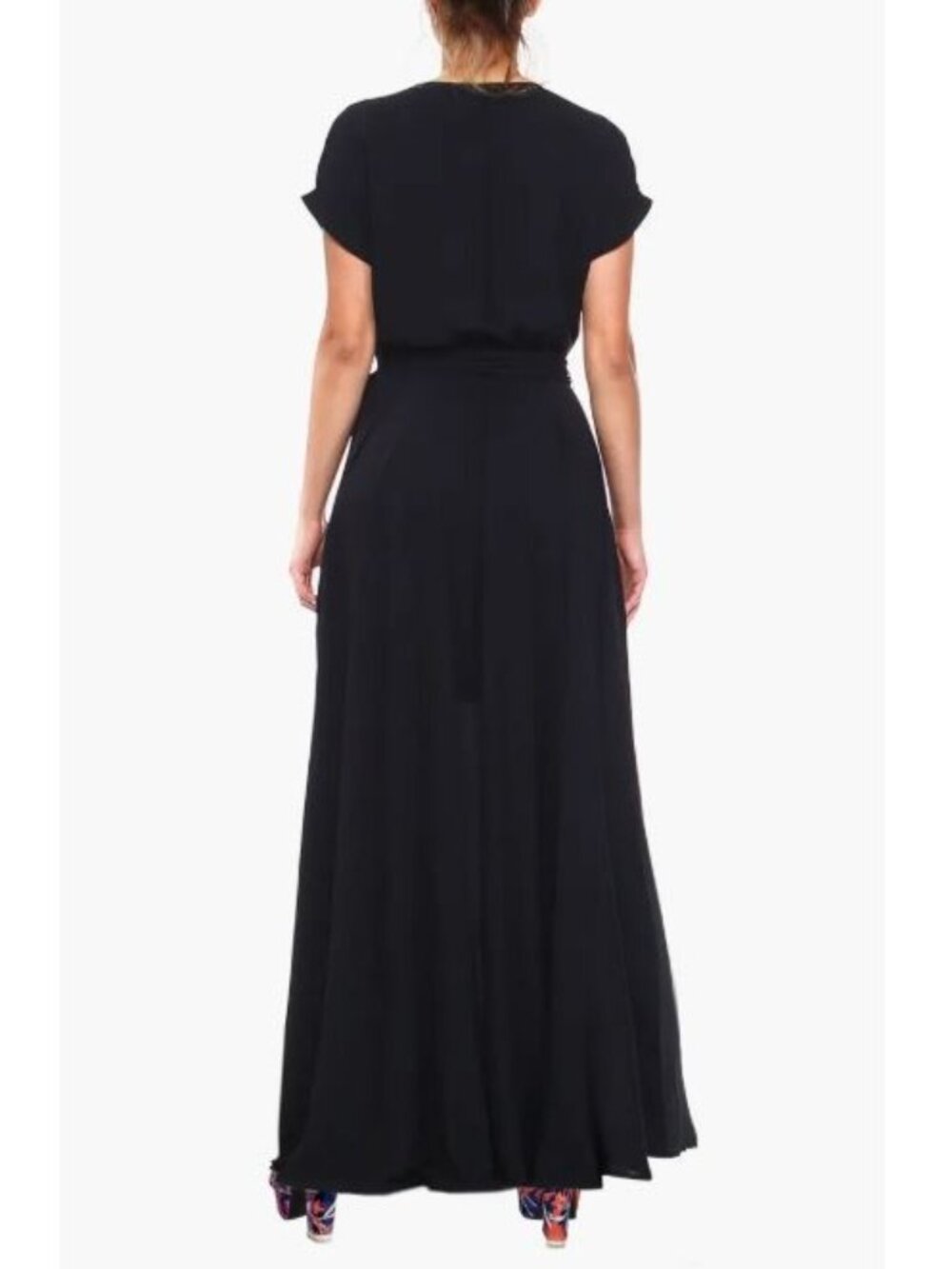 NWT Meghan Women's Black Jazmin Wrap Cap Sleeves Maxi Dress Sz XL 2335 - Picture 6 of 16